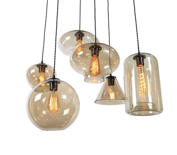 Glazen hanglamp Amber Bowls 6