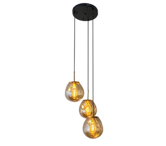 Glazen hanglamp Dino Eggs 3 Amber