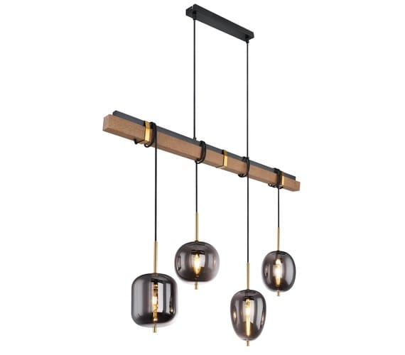 Glazen hanglamp Brass Wood 4