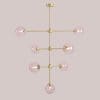 Glazen hanglamp Pink Pearl 7 Brass